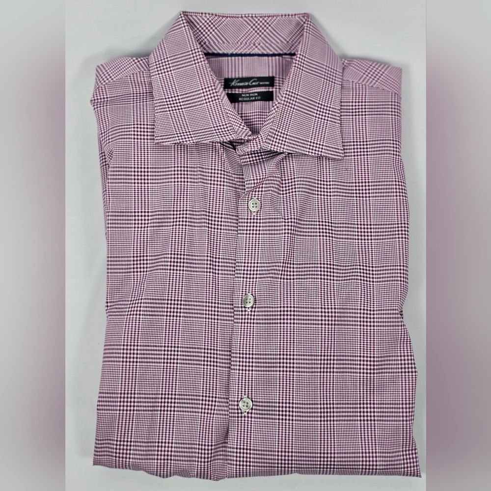 Kenneth Cole New York Purple/Burgundy Mens‎ Non Iron Dress Shirt Sz 16.5
